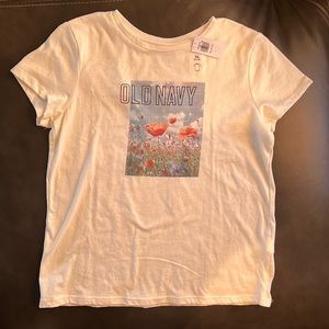 Girls Old Navy size 14/16 off white tshirt